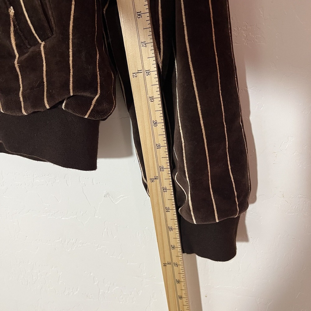 Stussy Velour Waffle Lined Zip Up Jacket Coat Stripe Y2K Zippered Hood Sz Large - Picture 15 of 16